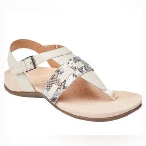 Vionic Lupe Boa Met Adjustable T strap sandal Leather cream snakeskin print 9